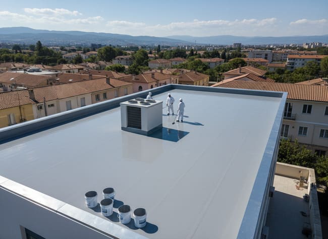 Travaux d'étanchéité sur un toit