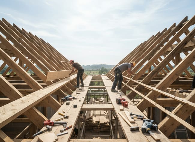 Réalisation d'une ossature en bois par notre charpentier à Rochefort