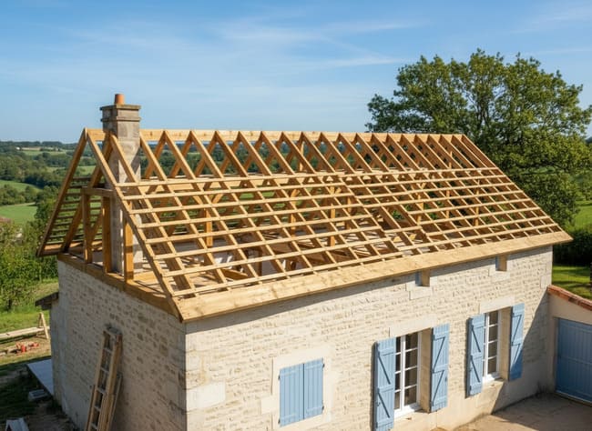 Entreprise de couverture professionnel qui répare un toit